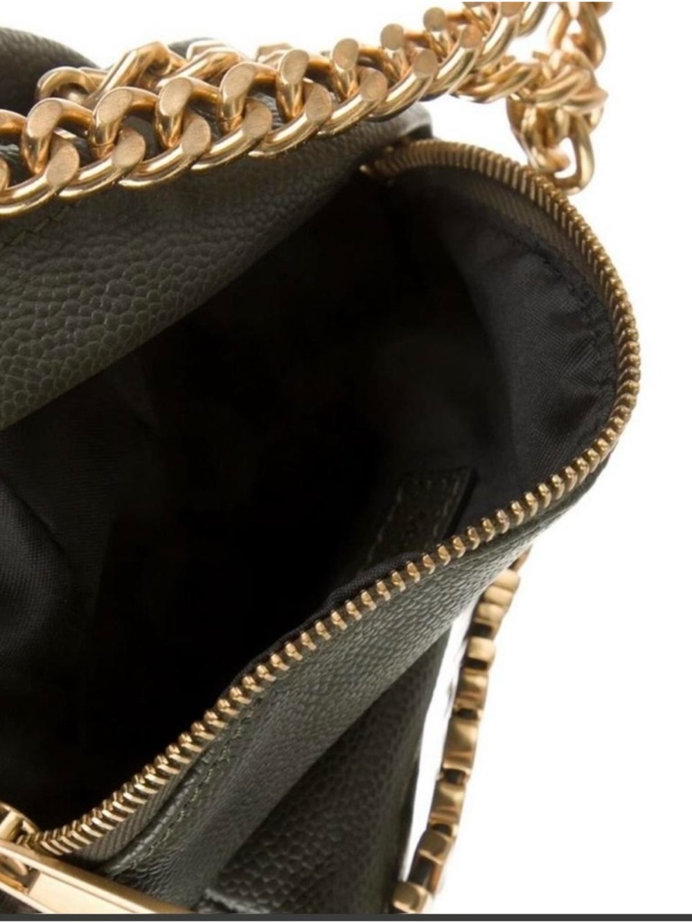 Moschino Olive Green MINI Pebbled Leather  Bag with Gold Hardware - Picture 6 of 12
